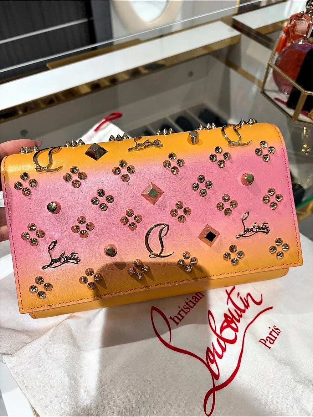 Christian Louboutin Paloma Spike Studs Loubinthesky Wallet on Chain Clutch